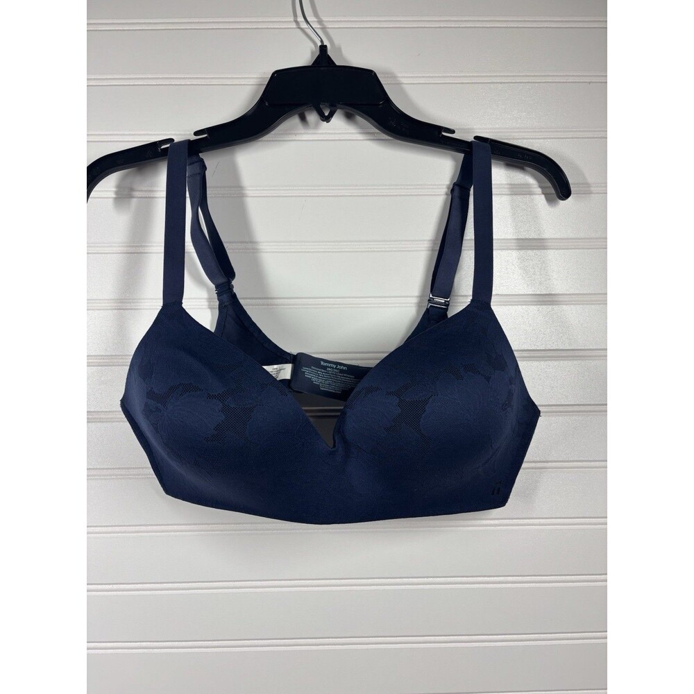 Tommy John Second Skin Lightly Lined Wireless Lace Bra Womens 34C Blue New